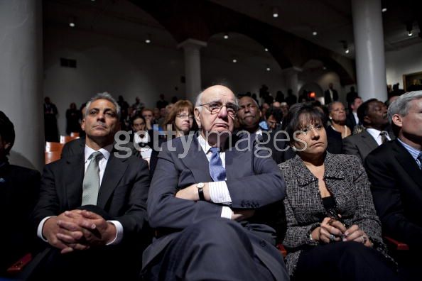 Volcker, Pritzker, Rahm look pained during Obama lecture to Wall Street