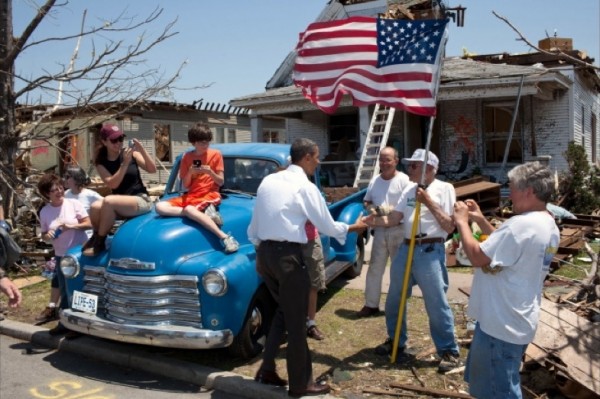 Obama Surveys Storm Damage, Oh Glory