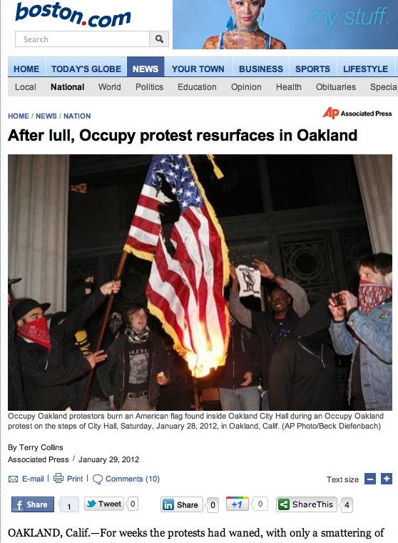 Boston com Occupy Oakland Flag Burning