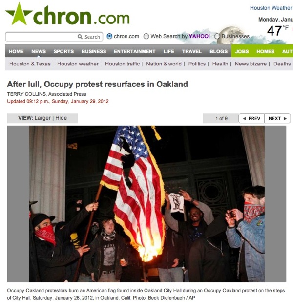 Chron Occupy Oakland Flag Burning