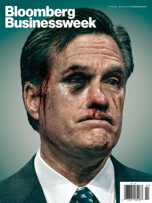Populist Rage: The Rejected Bloodied Romney Biz Week Cover