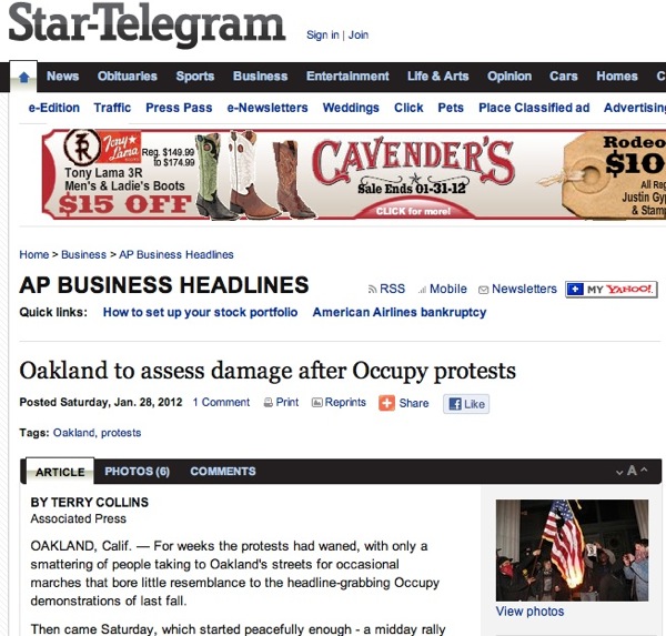 Star Telegram Occupy Oakland Flag Burning