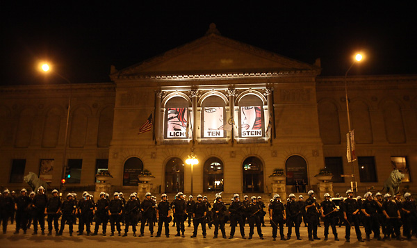 Chicago Riot Cops Defending Art Institute from the People? Now, That's Surreal.