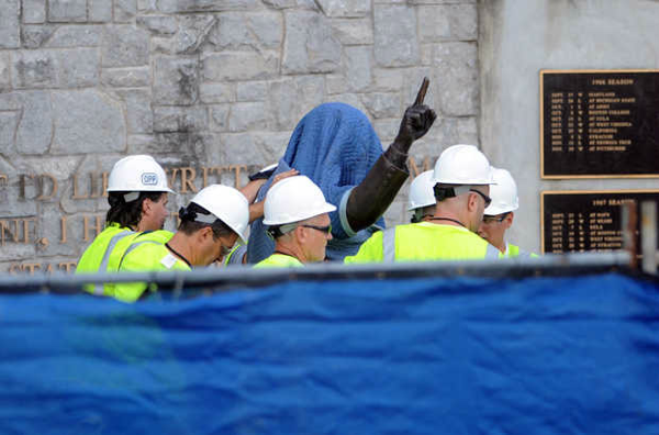 Some Thoughts on the Penn State Joe Paterno Statue Removal Photo