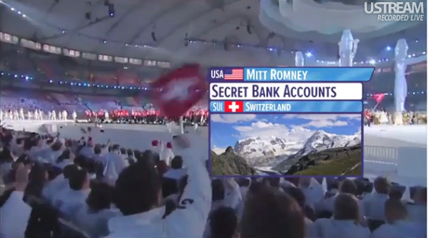 Romney Dem Super PAC Olympic ad  swiss bank account