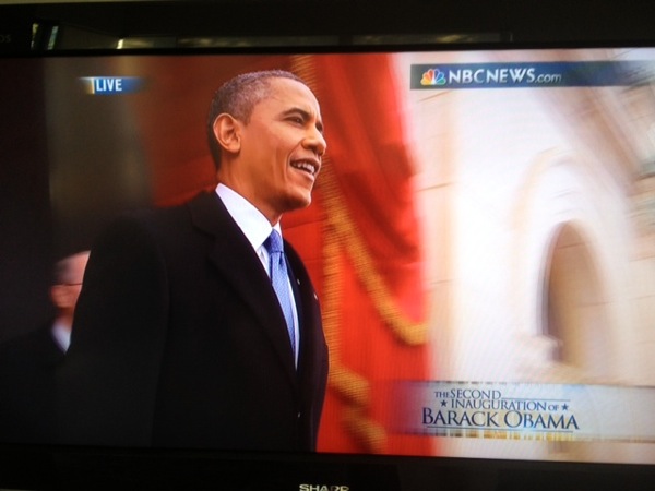 Obama at the Inauguration in Screen Shots