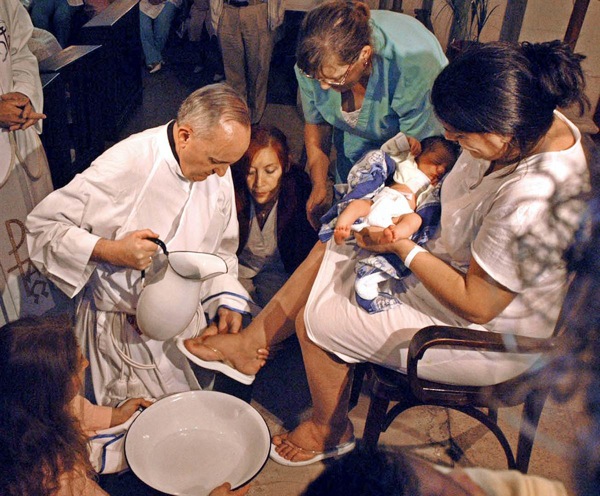 Archbishop Bergoglio foot washing