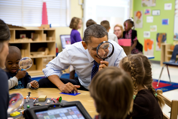 Obama magnifying glass pre-schoolers