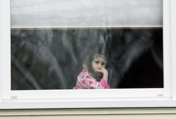 Girl in window Marthon bombers Watertown