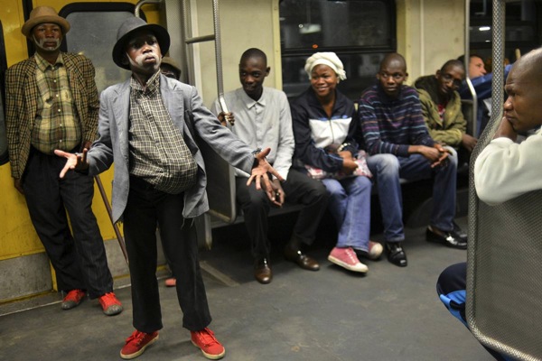 Kids on train Mandela Tribute