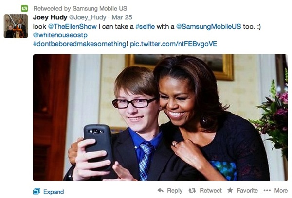 Joey Hudy Michelle Obama Selfie