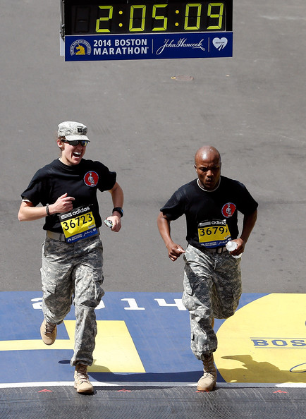 Soldiers cross marathon finish line Getty