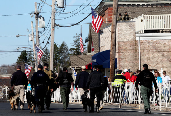 Police dogs dogs flags marathon Getty