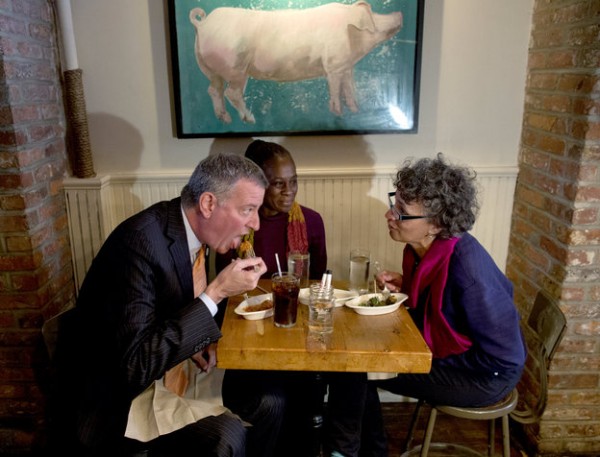 Photo Op Chemistry as de Blasio Ebola Shot Turns to Bacon