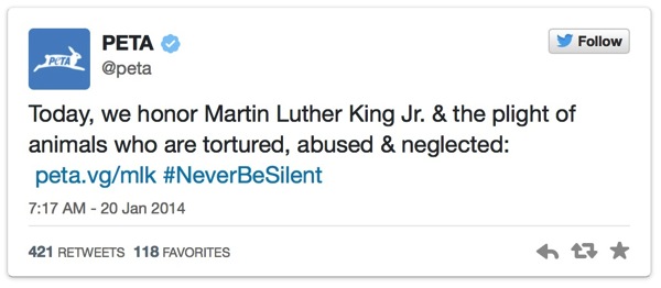 PETA MLK tweet