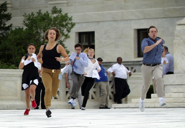 Interns Running Deliver News Gay Marriage Legalization