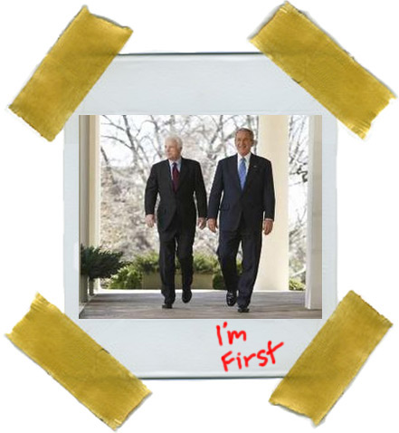Not Like McSame Wanted To Appear Like He Was Taking Dubya's Lead: Latest Shots From "43's" White House Scrapbook