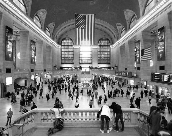 David W. Dunlap: from: “The City Observed: New York” (1978) and NY Times 2008. Looking east across Grand Central Terminal’s main concourse