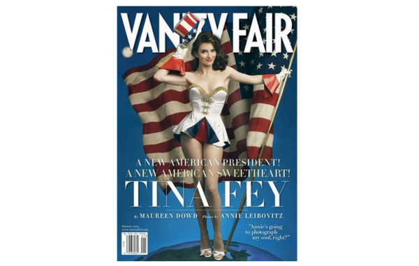 In this image released by Vanity Fair, an image of actress and writer Tina Fey, taken by Annie Leibovitz, graces the cover of the January 2009 issue of "Vanity Fair" magazine, on sale nationwide on Dec. 9, 2008. (AP Photo/Vanity Fair, Annie Leibovitz) ** NO SALES **