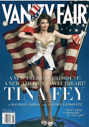 In this image released by Vanity Fair, an image of actress and writer Tina Fey, taken by Annie Leibovitz, graces the cover of the January 2009 issue of "Vanity Fair" magazine, on sale nationwide on Dec. 9, 2008. (AP Photo/Vanity Fair, Annie Leibovitz) ** NO SALES **