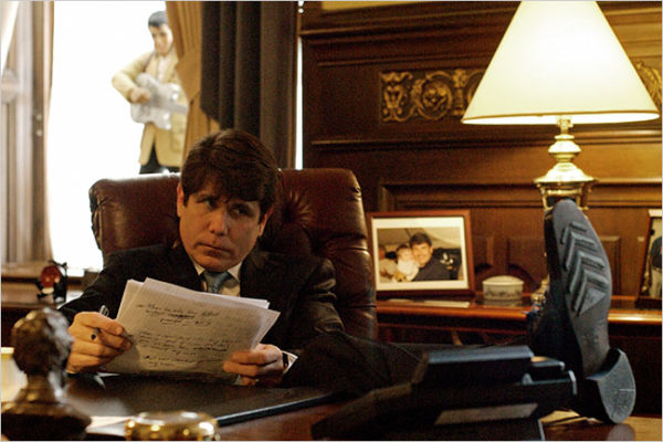 image: Amanda Rivkin for The New York Times. January 29, 2009. caption: Rod R. Blagojevich readying his defense for Illinois legislators on Thursday, before both he and Elvis left the building.