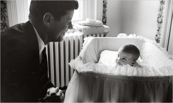 John F. Kennedy and Caroline in Georgetown in 1958. Credit Ed Clark/Time & Life Pictures — Getty Images