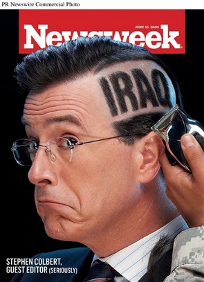 The June 15 issue of Newsweek (on newsstands June 8), "Iraq," features the first ever guest editor, Stephen Colbert.  Top of the Week, Letters, Conventional Wisdom and more are written by Colbert.  Plus, the way we view Iraq now, why some soldiers seek out combat, inside the mind of West Point's class of 2009, children of military parents, our real prison problem, and what Pittsburgh can teach Obama.  (PRNewsFoto/NEWSWEEK)