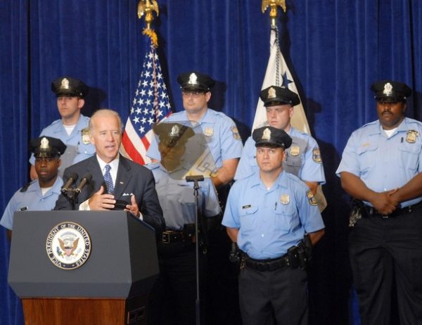 PHILADELPHIA - JULY 28: U.S. Vice President Joe Biden speaks about the National Recovery Act funding for police after it was announced by Attorney General Eric Holder July 28, 2009 at City Hall in Philadelphia, Pennsylvania. The Recovery Act will allow police accoss the nation to hire additional police or maintain current staff levels.  (Photo by William Thomas Cain/Getty Images)