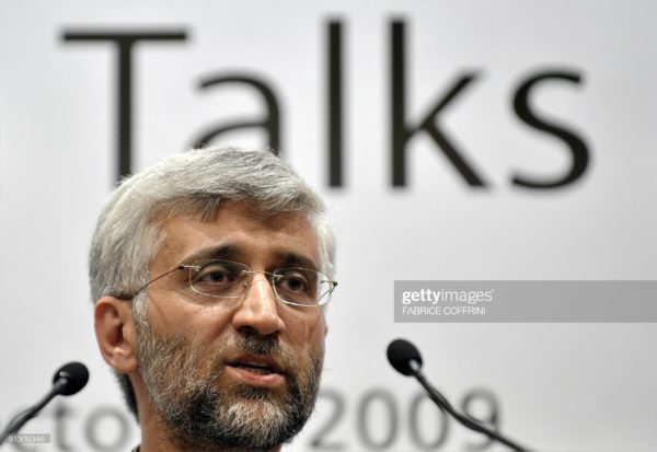 Iran's top nuclear negotiator Saeed Jalili answers to a question during a press conference following talks between Iran and six world powers to discuss the Islamic republic's disputed atomic programme on October 1, 2009 in Geneva. Iran believes no country should have nuclear arms, the Islamic republic's negotiator Saeed Jalili said after nuclear talks with six major world powers. AFP PHOTO / FABRICE COFFRINI (Photo credit should read FABRICE COFFRINI/AFP via Getty Images)