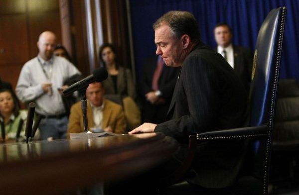 RICHMOND, VA - NOVEMBER 04: Virginia Gov. and Democratic National Committee Chairman Tim Kaine holds a press conference at the State Capitol complex November 4, 2009 in Richmond, Virginia. Kaine discussed the results of yesterday's election results during the press conference. (Photo by Win McNamee/Getty Images)