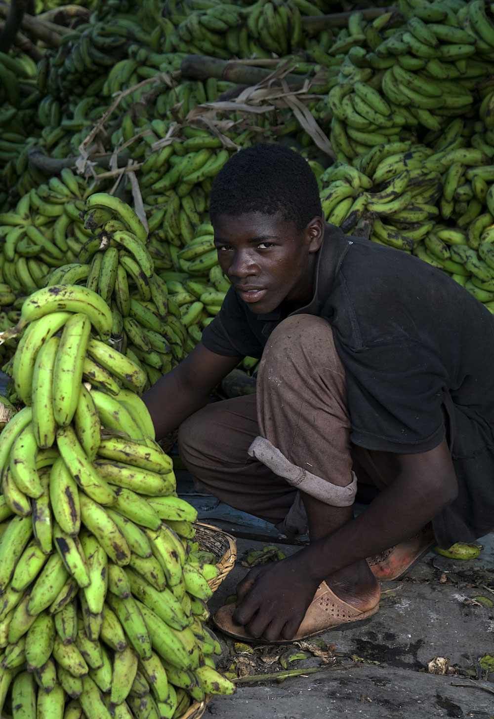 Haitian boy selling bananas
