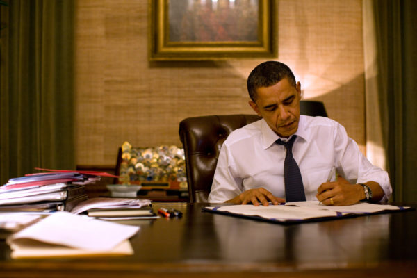 President Barack Obama signs H.R. 4691, Temporary Extension Act of 2010, in his private office in the residence of the White House, March 2, 2010. (Official White House Photo by Pete Souza)