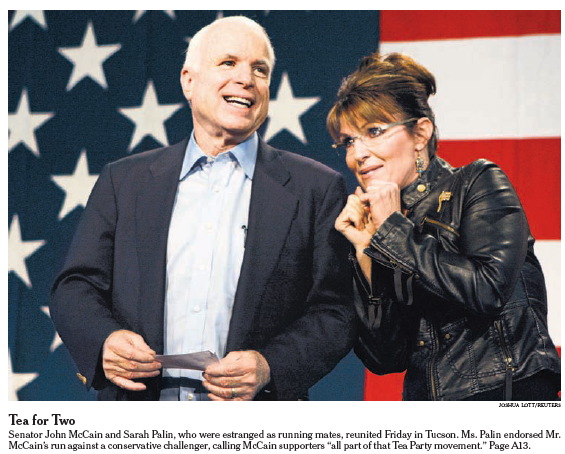 Palin Fits McCain to a Tea