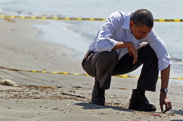 President Obama Tours Oil Spill Area In Gulf