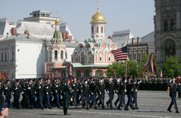 Americans March on Red Square