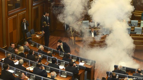 Kosova parliament tear gas