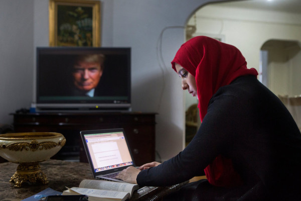 Hebh Jamal, 15, studies at her family's home in the Bronx. With the violent spread of the Islamic State and a surge in Islamophobia, she has had to confront the harsh challenges of being a young Muslim in America.