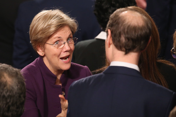 Elizabeth Warren. President Obama Delivers His Last State of the Union Address to Joint Session of Congress