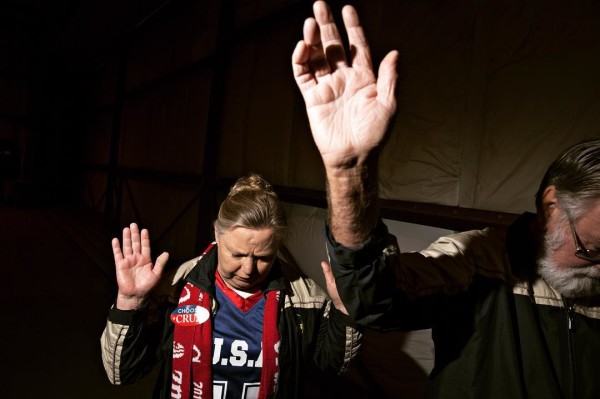 Hands raised while praying during #TedCruz Columbia, SC