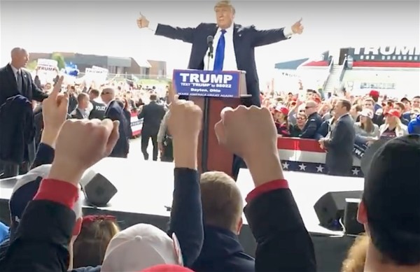 An attempted attack on Donald Trump during rally at hanger at Dayton international airport. Mar 12, 2016. Donald Trump Speeches & Events, YouTube.