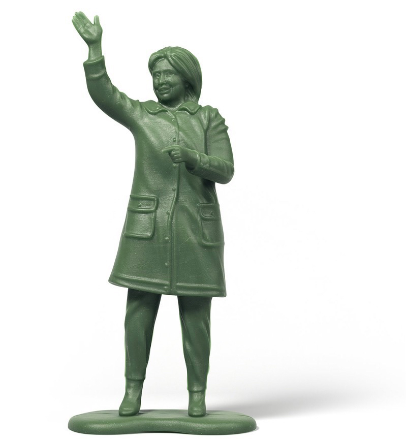 Hillary as toy military figure. From a NYT magazine article. lllustration by Justin Metz, based on a concept by Pablo Delcan.