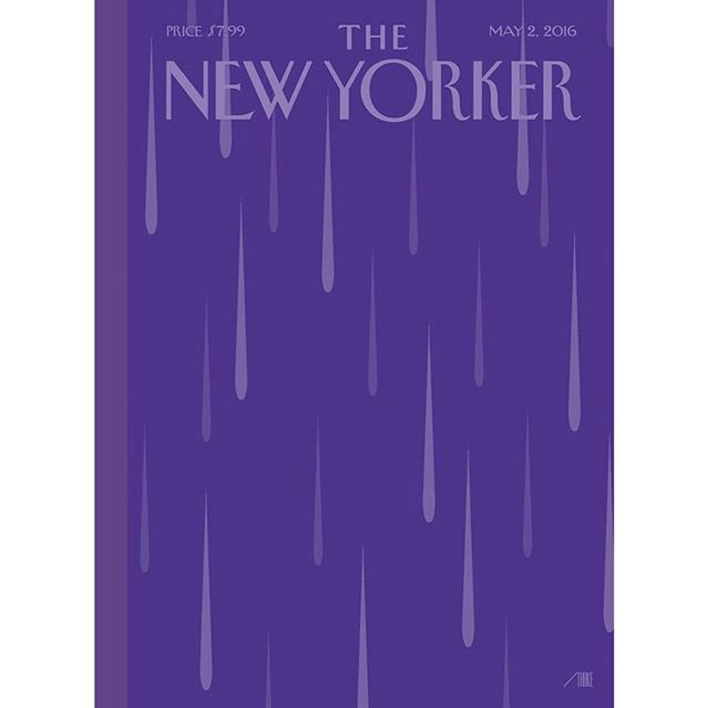 In honor of Prince, who died today, an early look at next week’s cover, “Purple Rain,” by Bob Staake. #TNYcovers