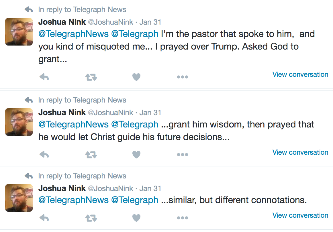 Nink Tweets Trump prayer