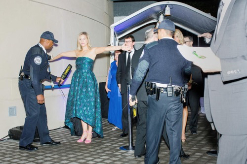 Attendees go through security as they arrive at the MSNBC After Party following the annual White House Correspondents Association Dinner, April 30, 2016. Photo by M. Scott Brauer for MSNBC