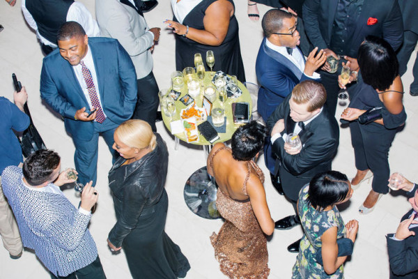 People gather at the MSNBC After Party at the United States Institute of Peace in Washington, DC. NeNe Leakes, of The Real Housewives of Atlanta and Glee, is seen in the lower left with blonde hair. The party followed the annual White House Correspondents Association Dinner on Saturday, April 30, 2016. The party continued until about 3 AM on Sunday, May 1, 2016.