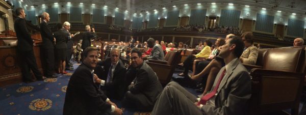 Panorama photo from Congressman Donald Norcross of the sit-in by Congresspeople in the U.S. Congressional chamber over gun rights #NoBillNoBreak