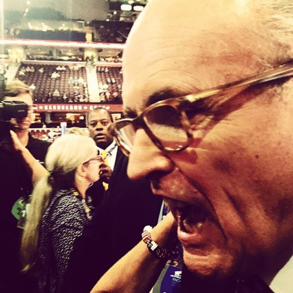 Former NYC Mayor yesterday on a night of ugliness at the RNC in Cleveland . Ugly man, ugly message, ugly party. All they can do is lie and try to scare people. Photo: Edward Keating