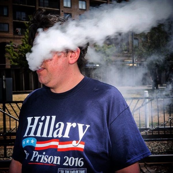 Vaping for Trump in downtown Cleveland during Republican National Convention. photo: David Butow.