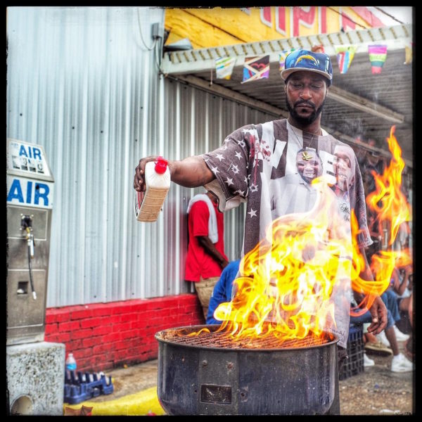 June has taken up the responsibility of helping to feed the small gathering that congregates in front of the Triple S Food Mart to pay their respects and grieve over the death of Alton Sterling. Baton Rouge, La. photo: Ruddy Roye for TIME via Instagram.