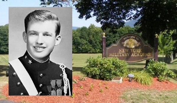 Donald Trump (inset) as a student at the New York Military Academy. Source unknown.
